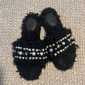 Fuzzy Black Pearl Slippers